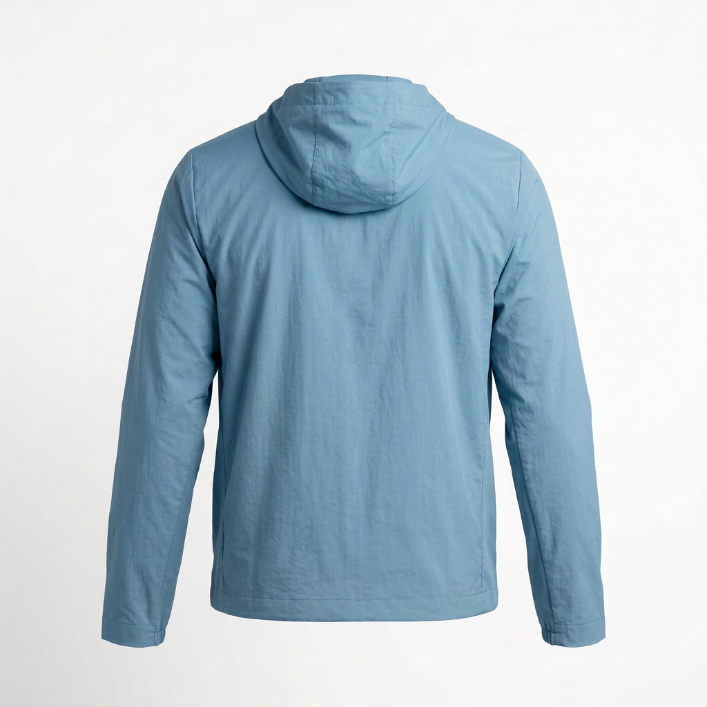 Blue windbreaker back view