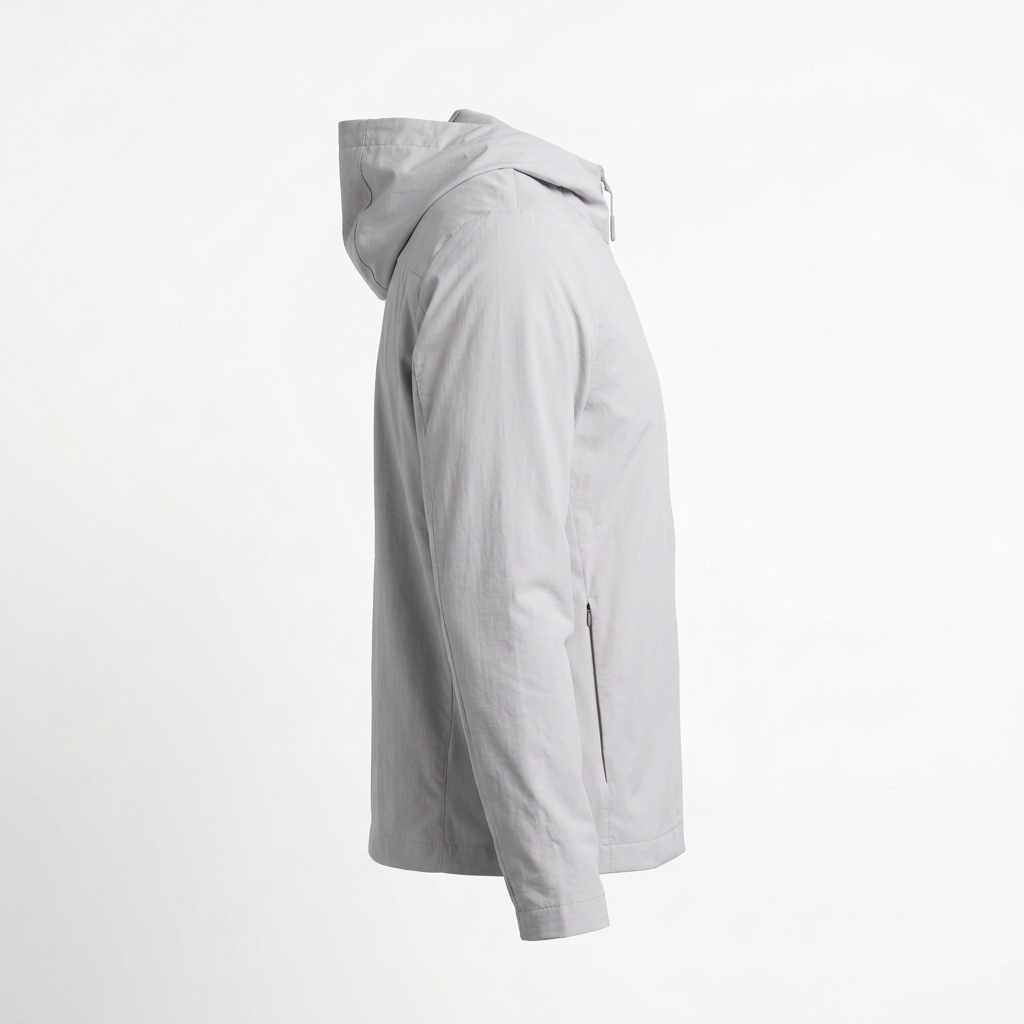 Light grey windbreaker side view